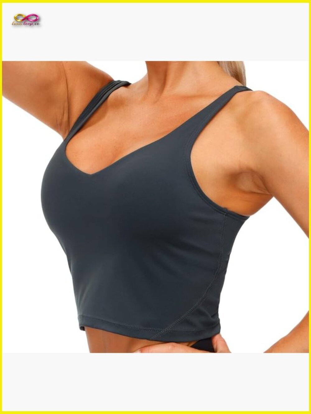Longline Sports Bra Wirefree Padded Medium Support Yoga Workout Top